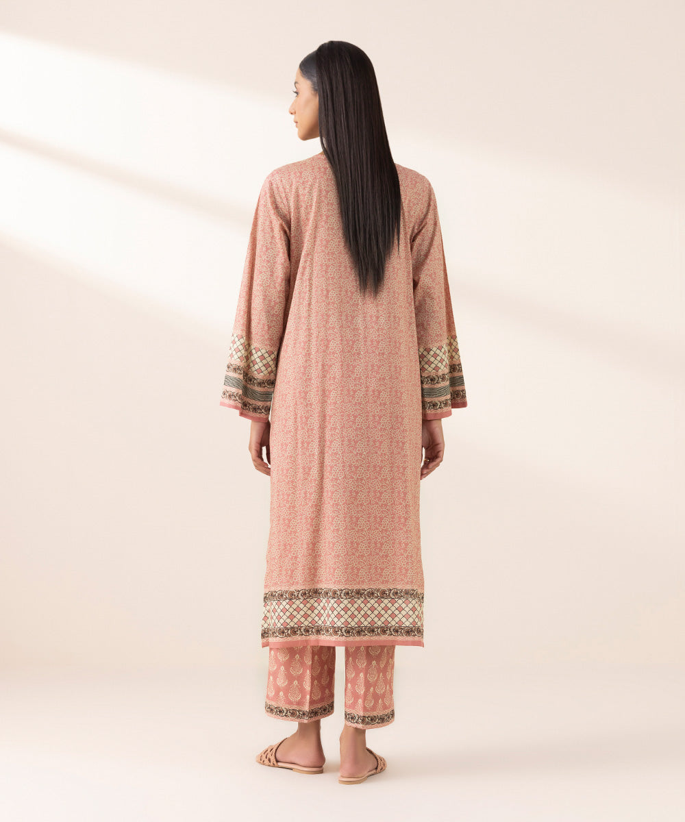Women's Pret Yarn Dyed Pink Printed A-Line Shirt