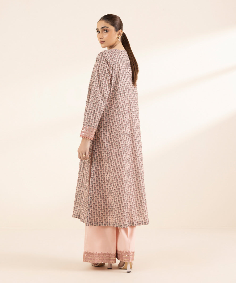 Women's RTW Lawn Pink Embroidered A-Line Shirt
