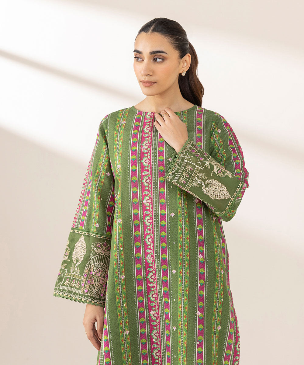 Women's Pret Cotton Embroidered Multi A-Line Shirt