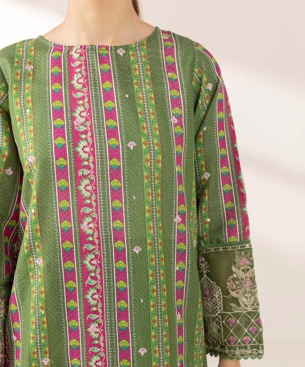 Women's Pret Cotton Embroidered Multi A-Line Shirt