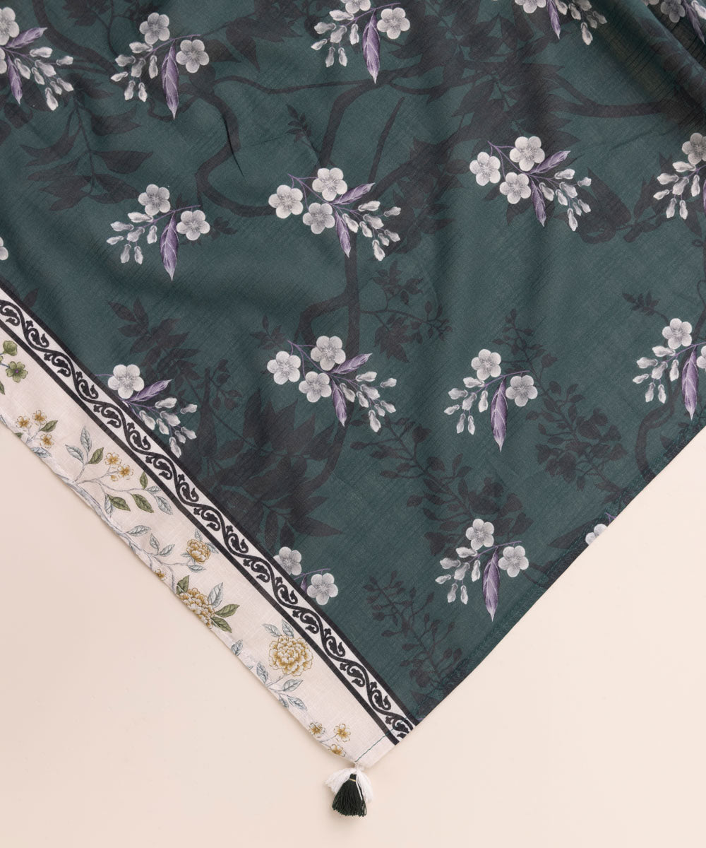 Textured Lawn Green Printed Dupatta