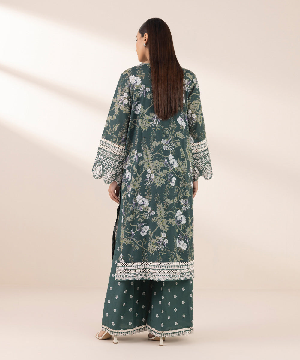 Women's Pret Lawn Green Embroidered A-Line Shirt