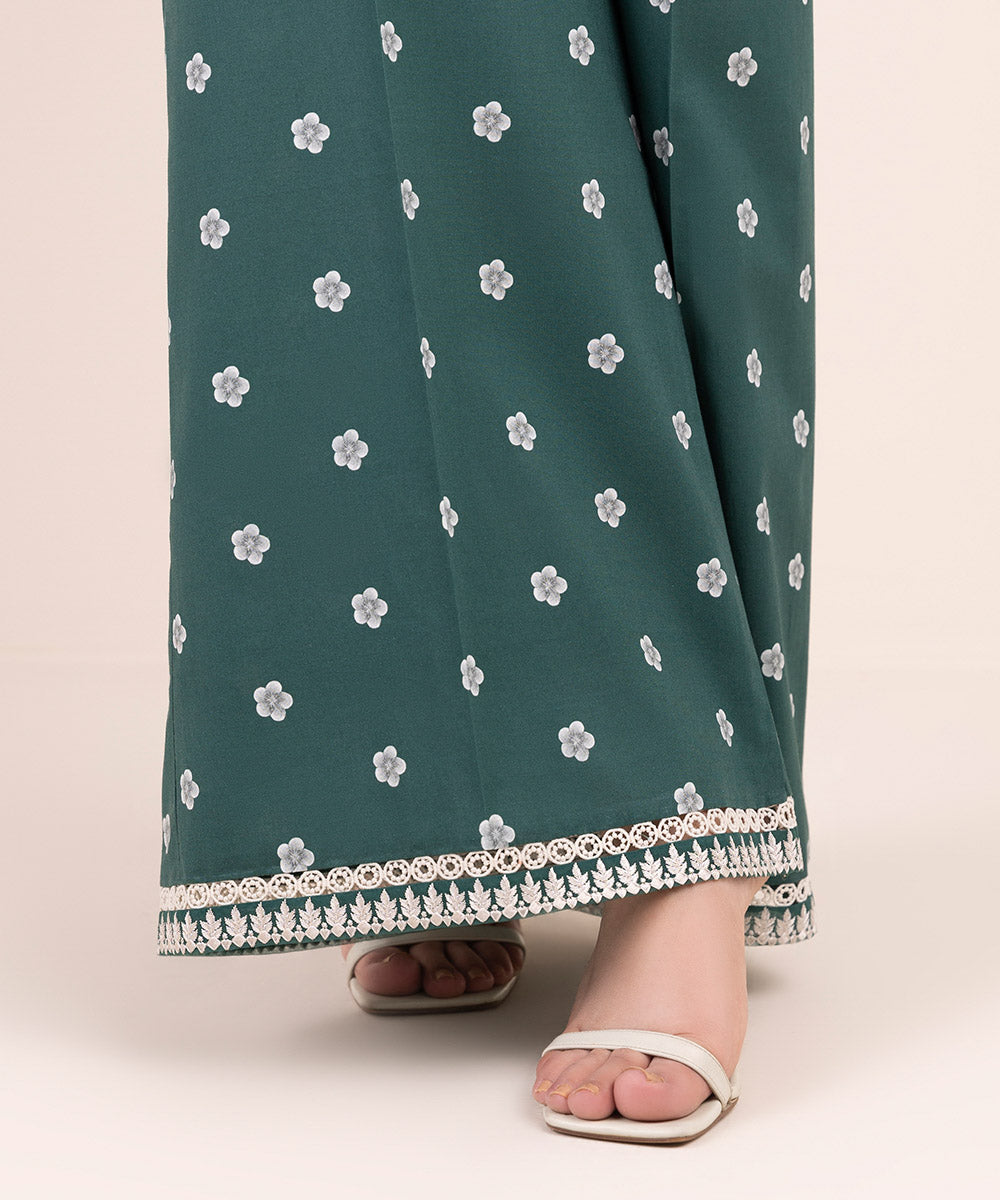 Women's Pret Cambric Green Printed Culottes