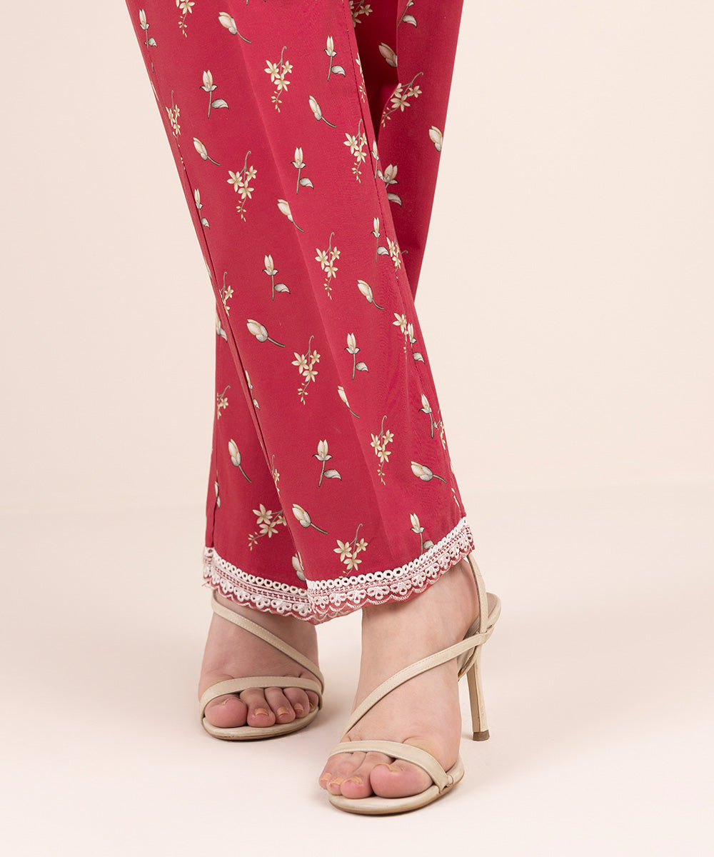 Women's Pret Cambric Maroon Printed Culottes