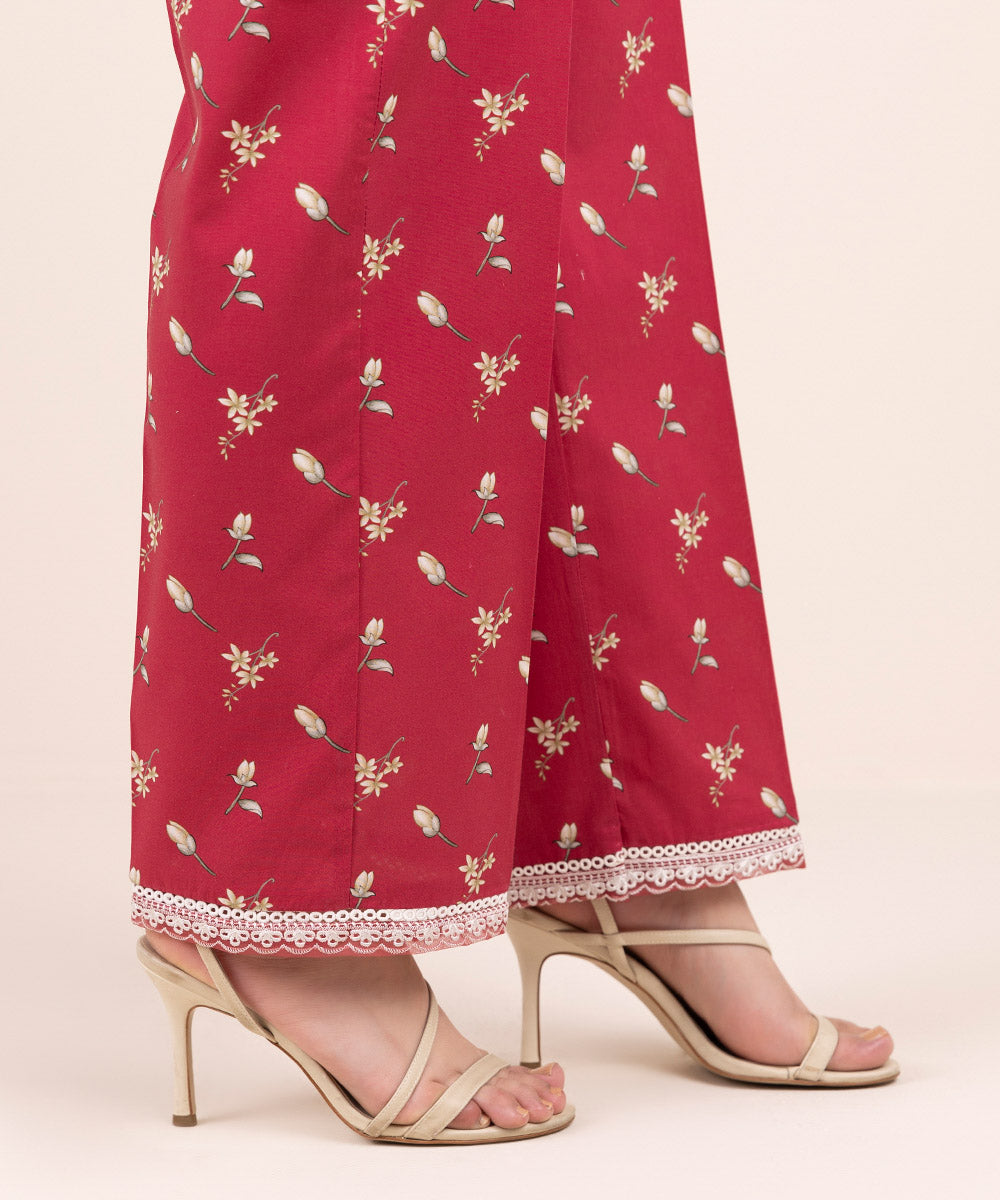 Women's Pret Cambric Maroon Printed Culottes