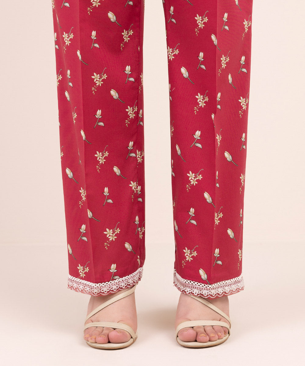 Women's Pret Cambric Maroon Printed Culottes