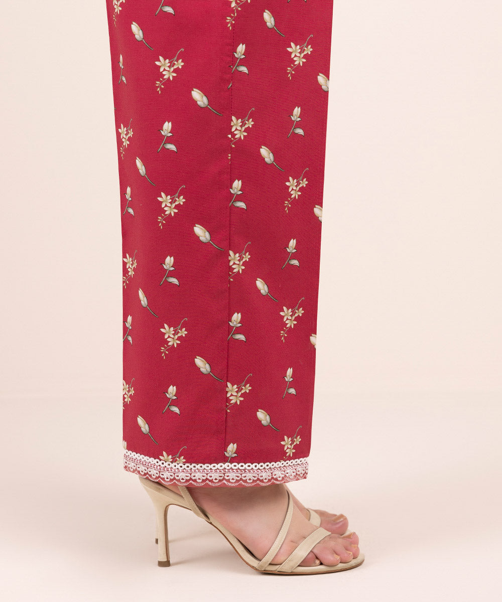 Women's Pret Cambric Maroon Printed Culottes