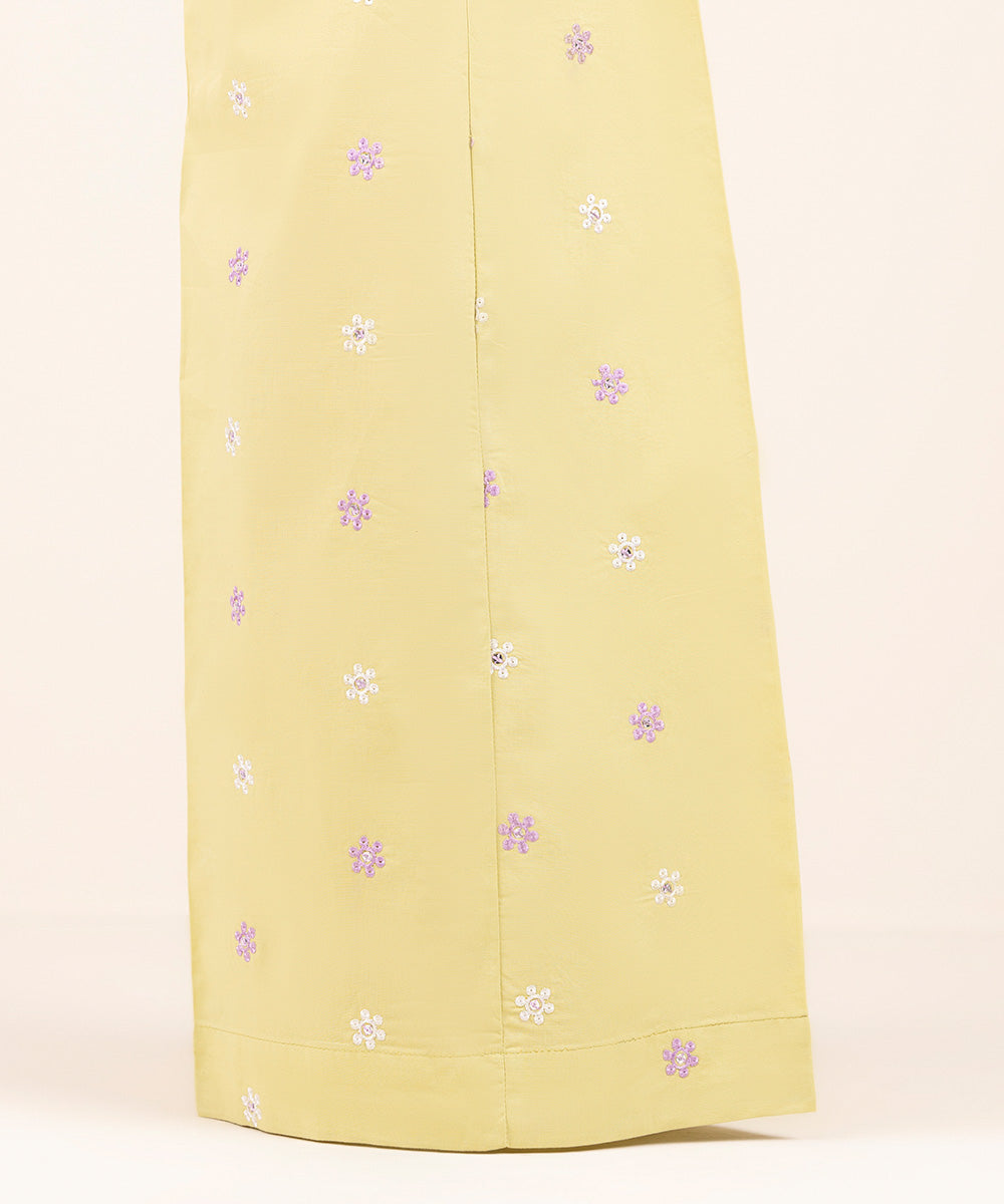 Women's Pret Cambric Green Embroidered Culottes