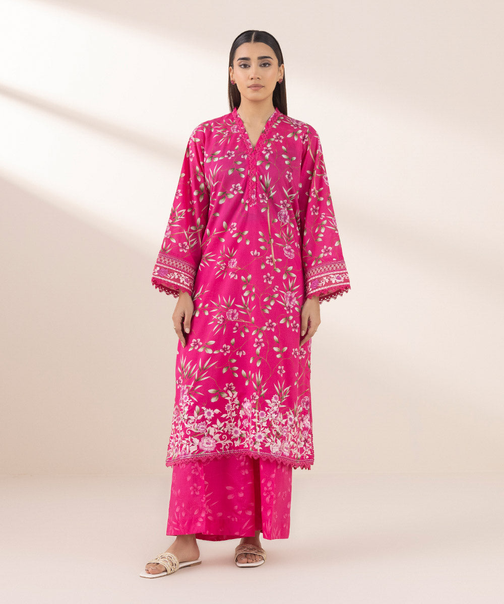 Women's Pret Lawn Pink Embroidered A-Line Shirt