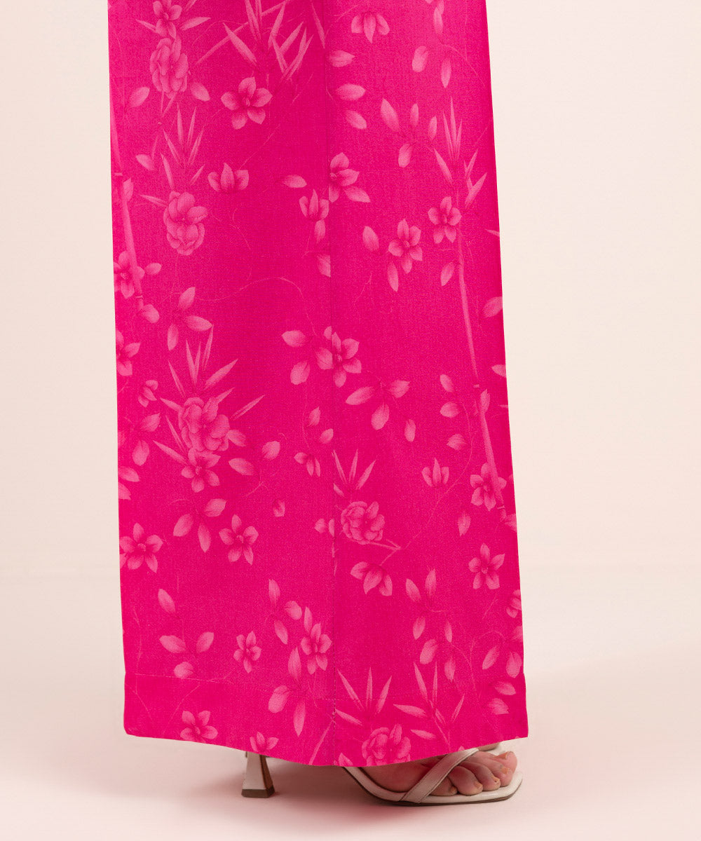 Women's Pret Cambric Pink Printed Flared Pants