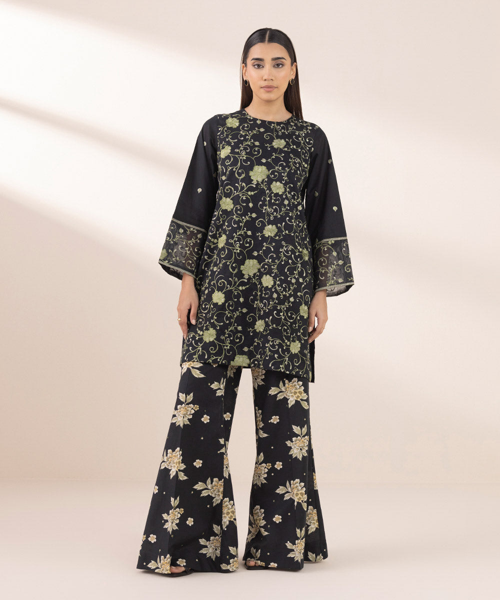 Women's Pret Lawn Black Embroidered A-Line Shirt