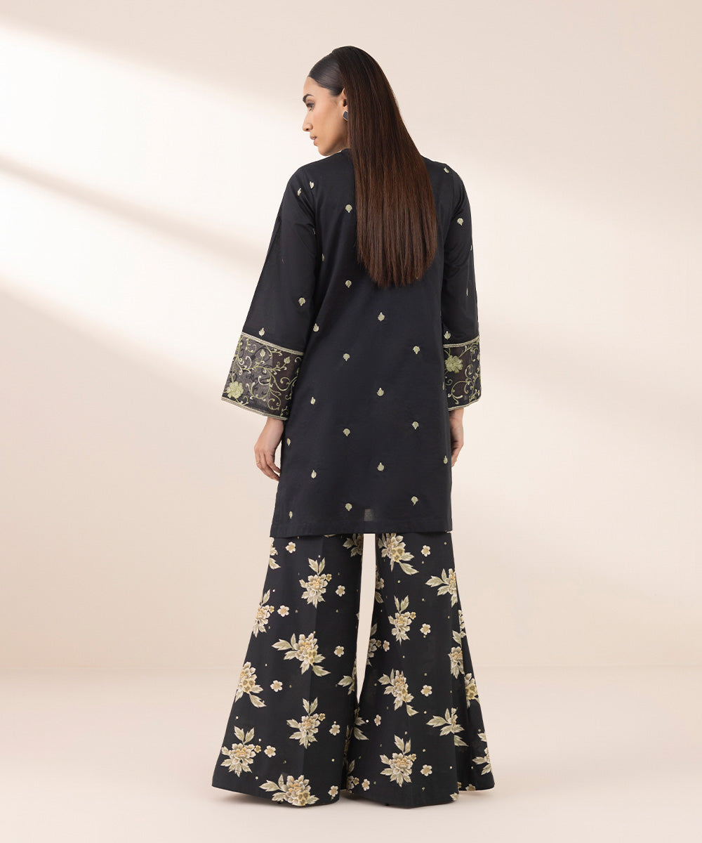 Women's Pret Lawn Black Embroidered A-Line Shirt