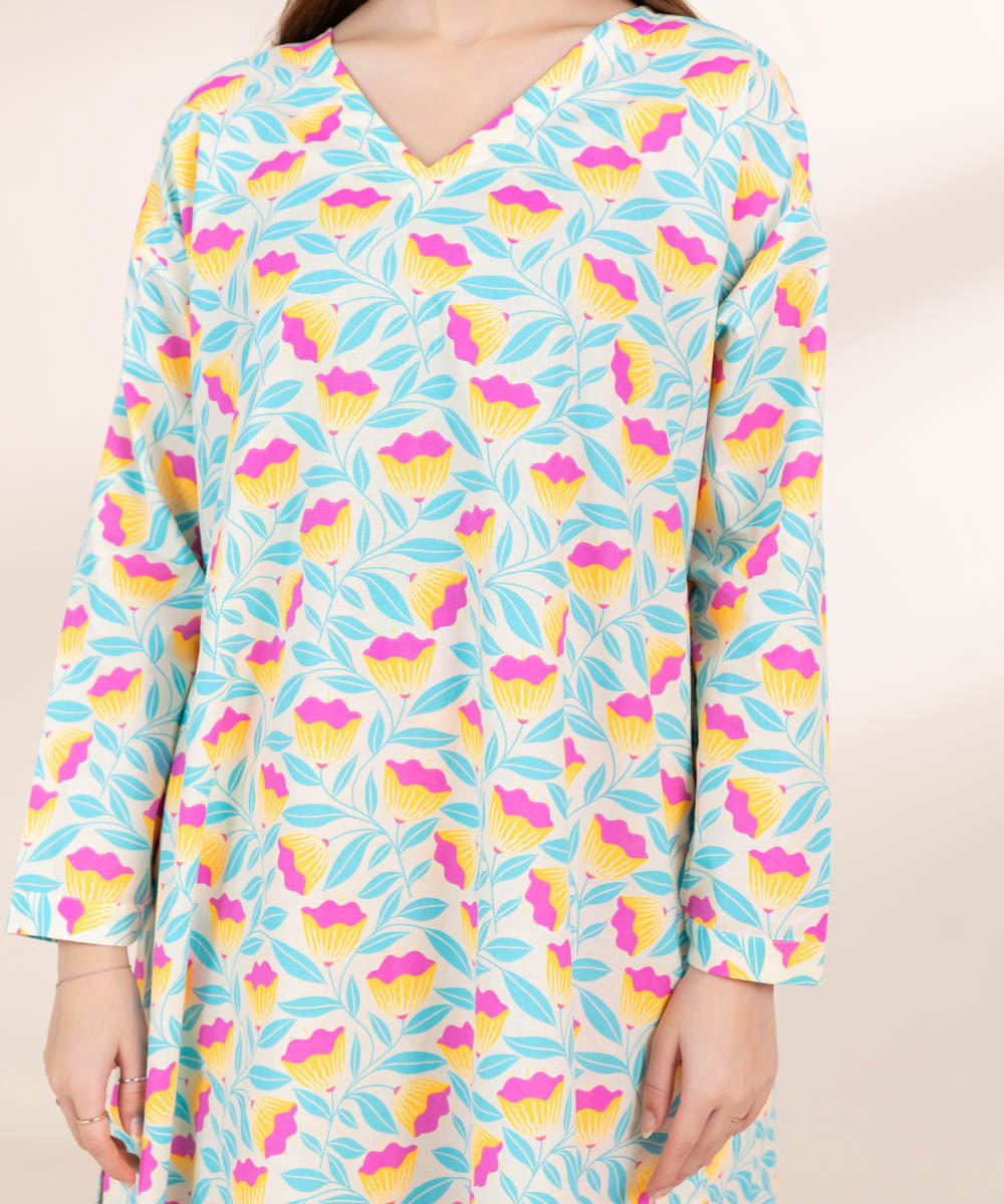 Women's Pret Cambric Multi Printed A-Line Shirt