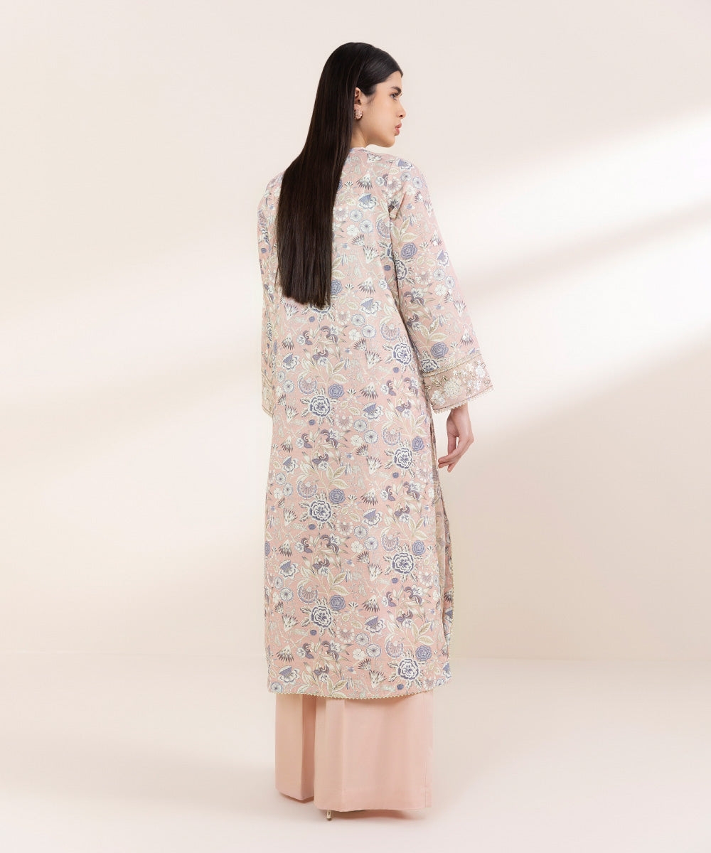 Women's Pret Self Jacquard Multi Embroidered A-Line Shirt