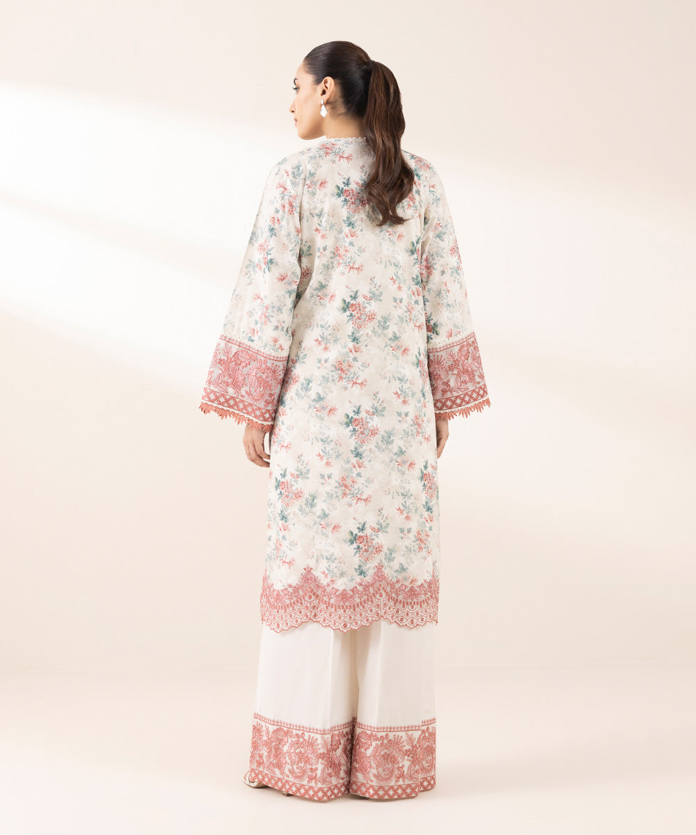 Women's Pret Self Jacquard Multi Embroidered A-Line Shirt
