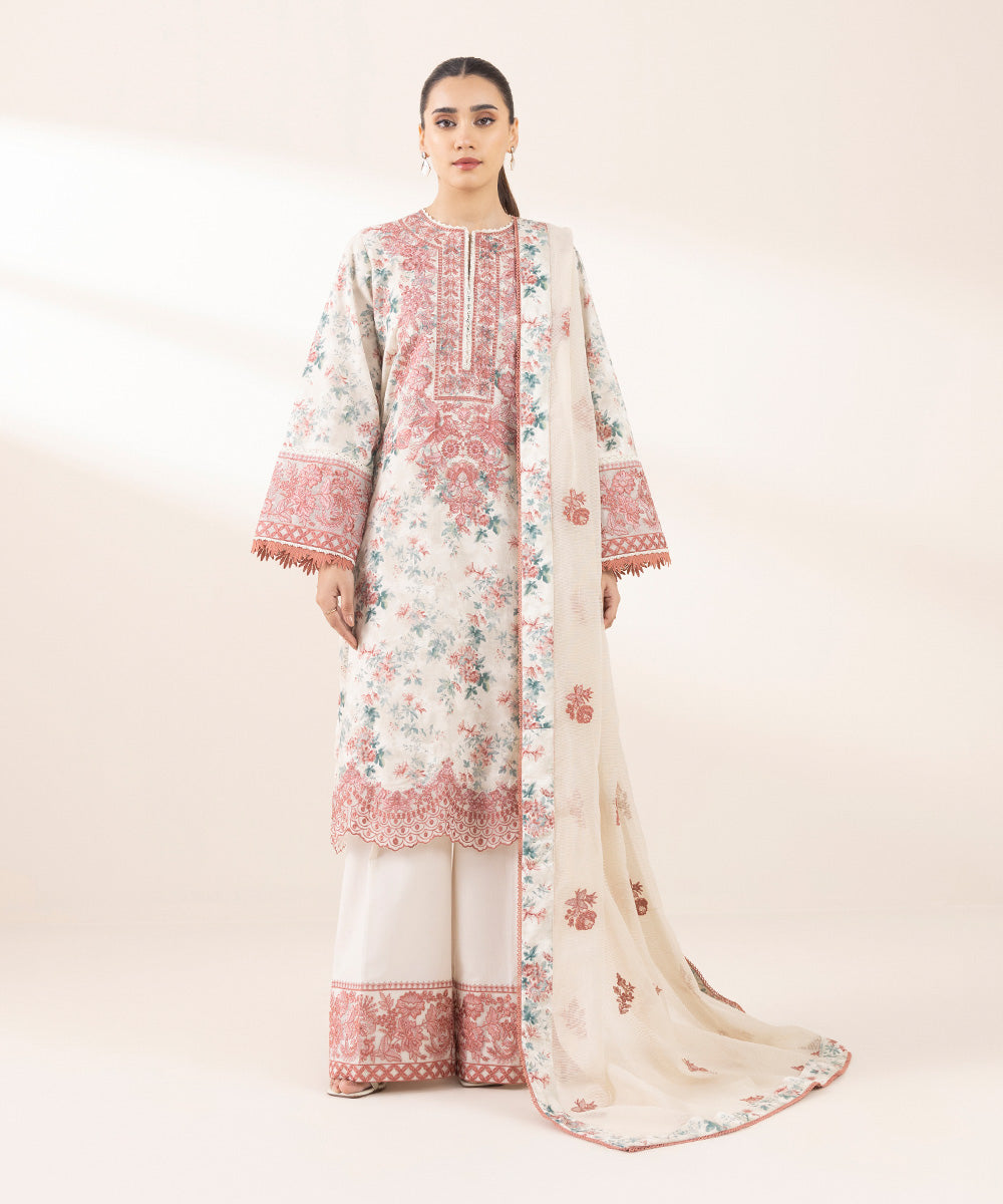 Women's Pret Self Jacquard Multi Embroidered A-Line Shirt