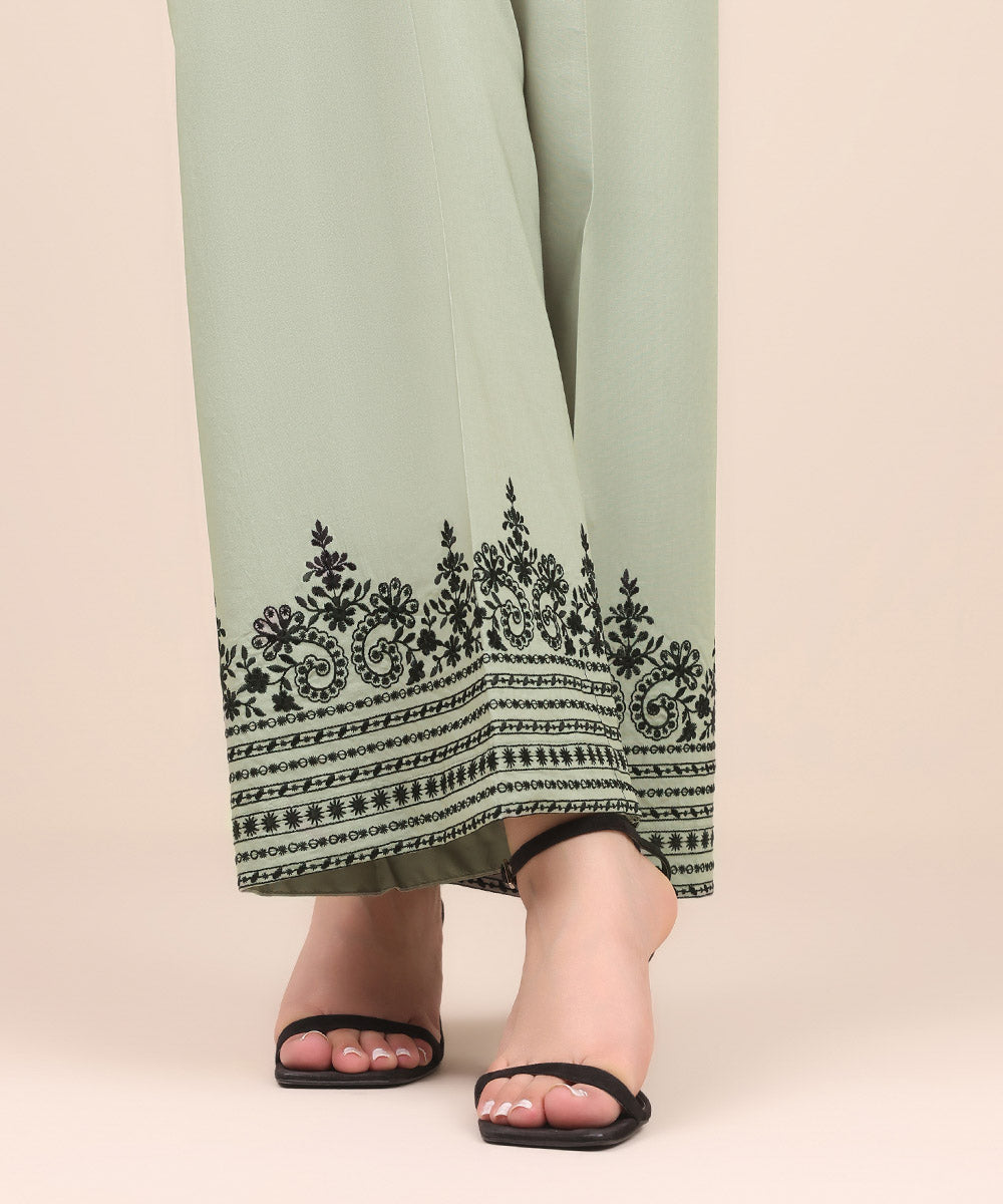 Women's Pret Cambric Grey Embroidered Culottes