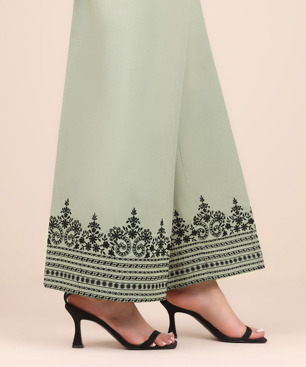 Women's Pret Cambric Grey Embroidered Culottes