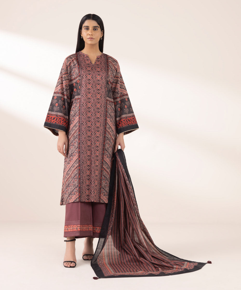 Textured Voile Multi Printed Dupatta