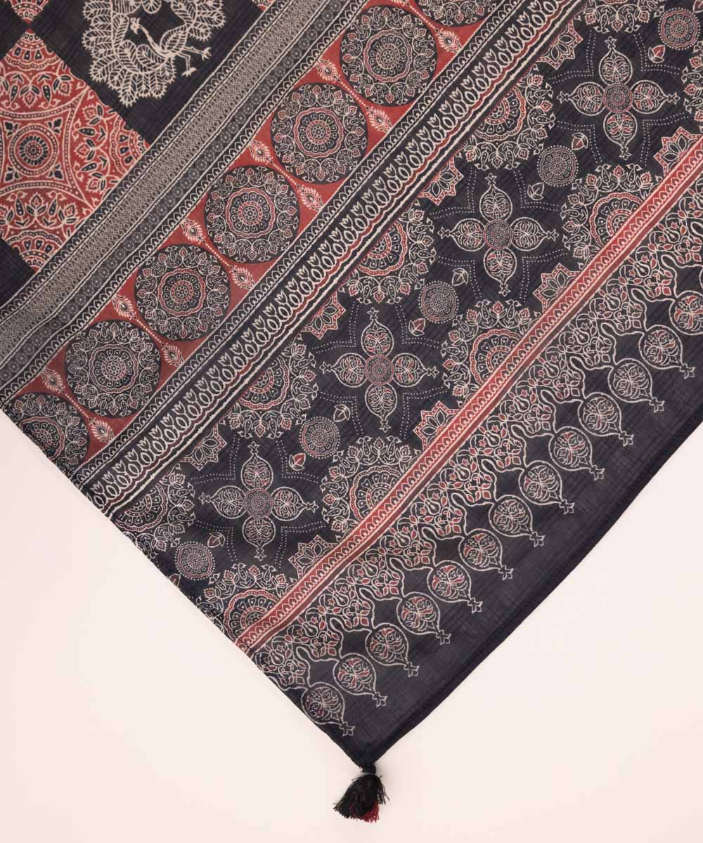 Textured Voile Black Printed Dupatta