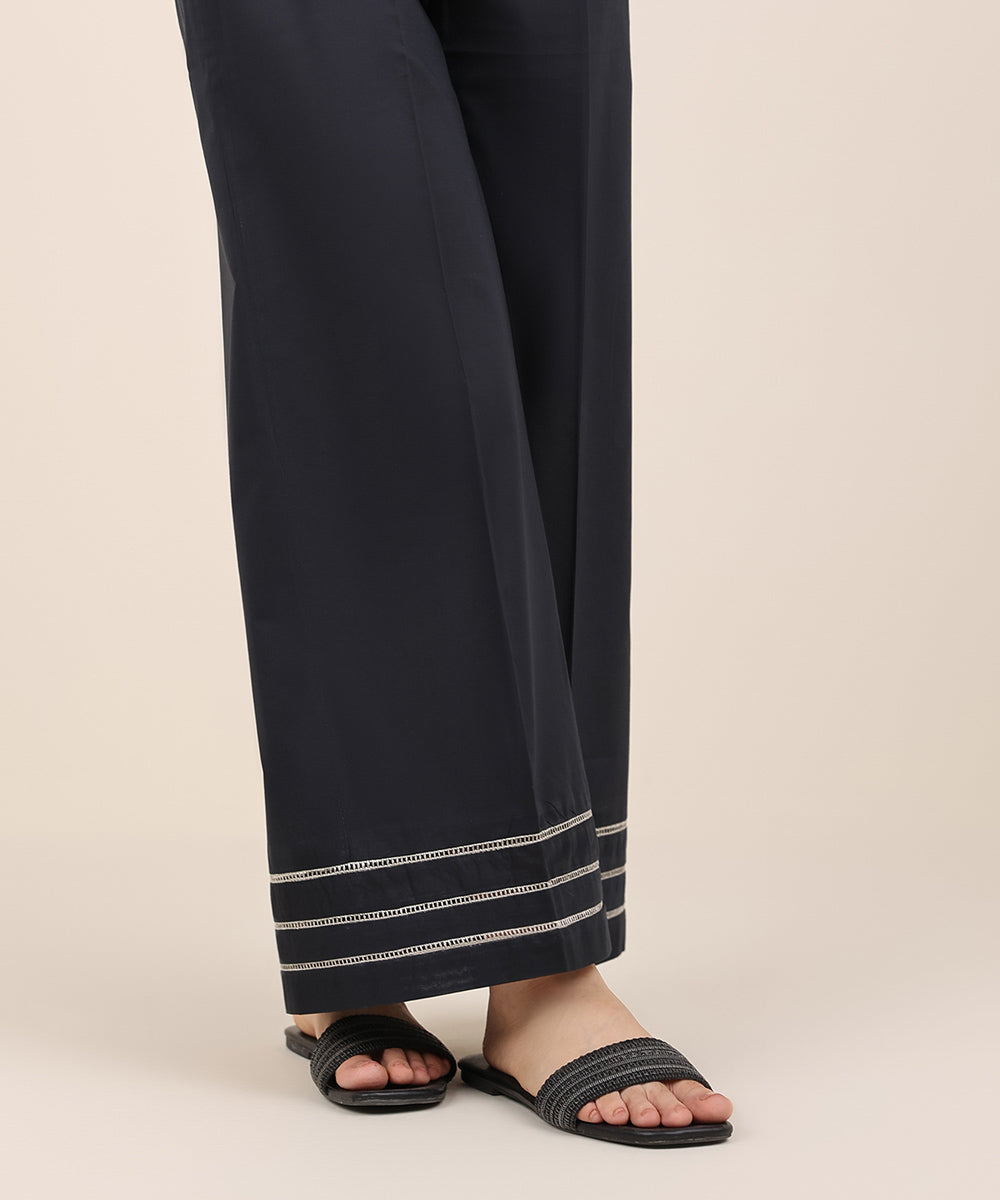 Women's RTW Cambric Black Embroidered Culottes