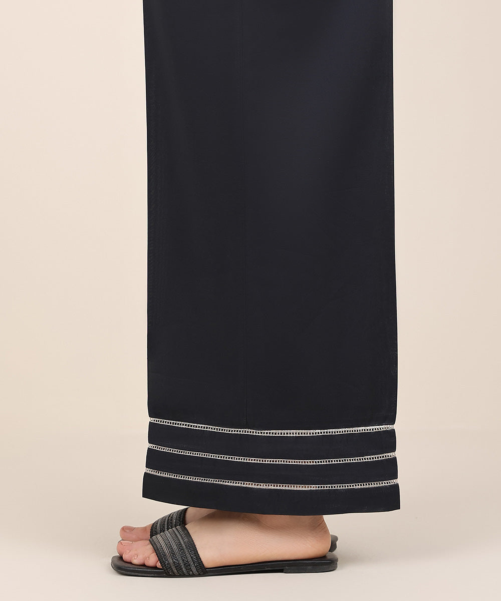 Women's RTW Cambric Black Embroidered Culottes