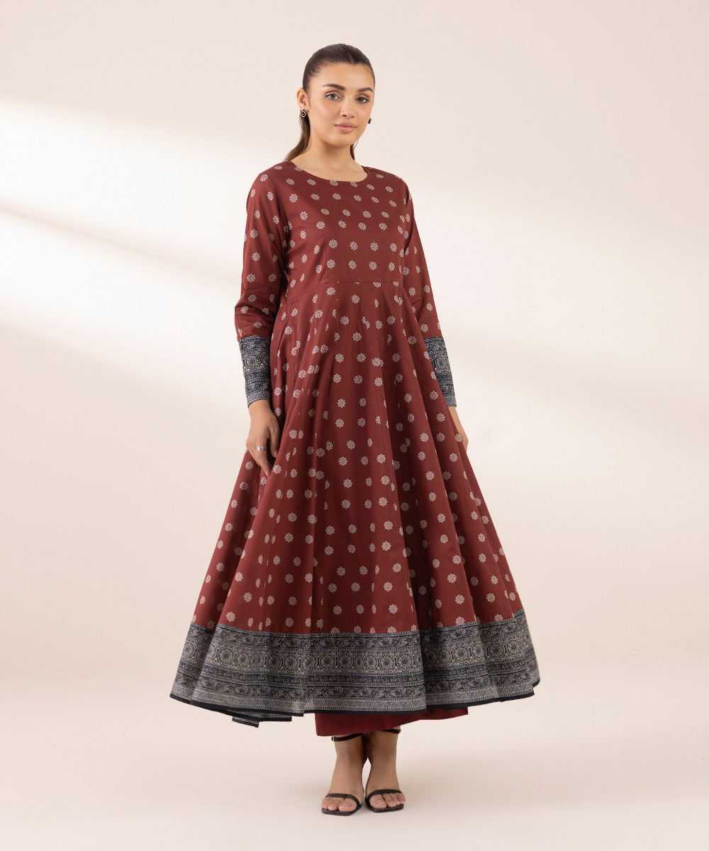 Women's RTW Lawn Red Printed Peshwas 
