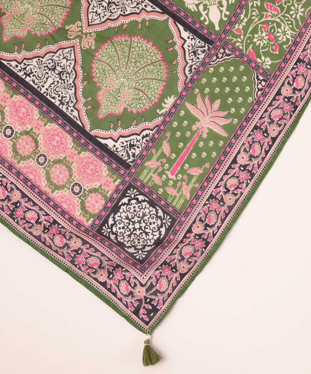 Textured Voile Multi Printed Dupatta