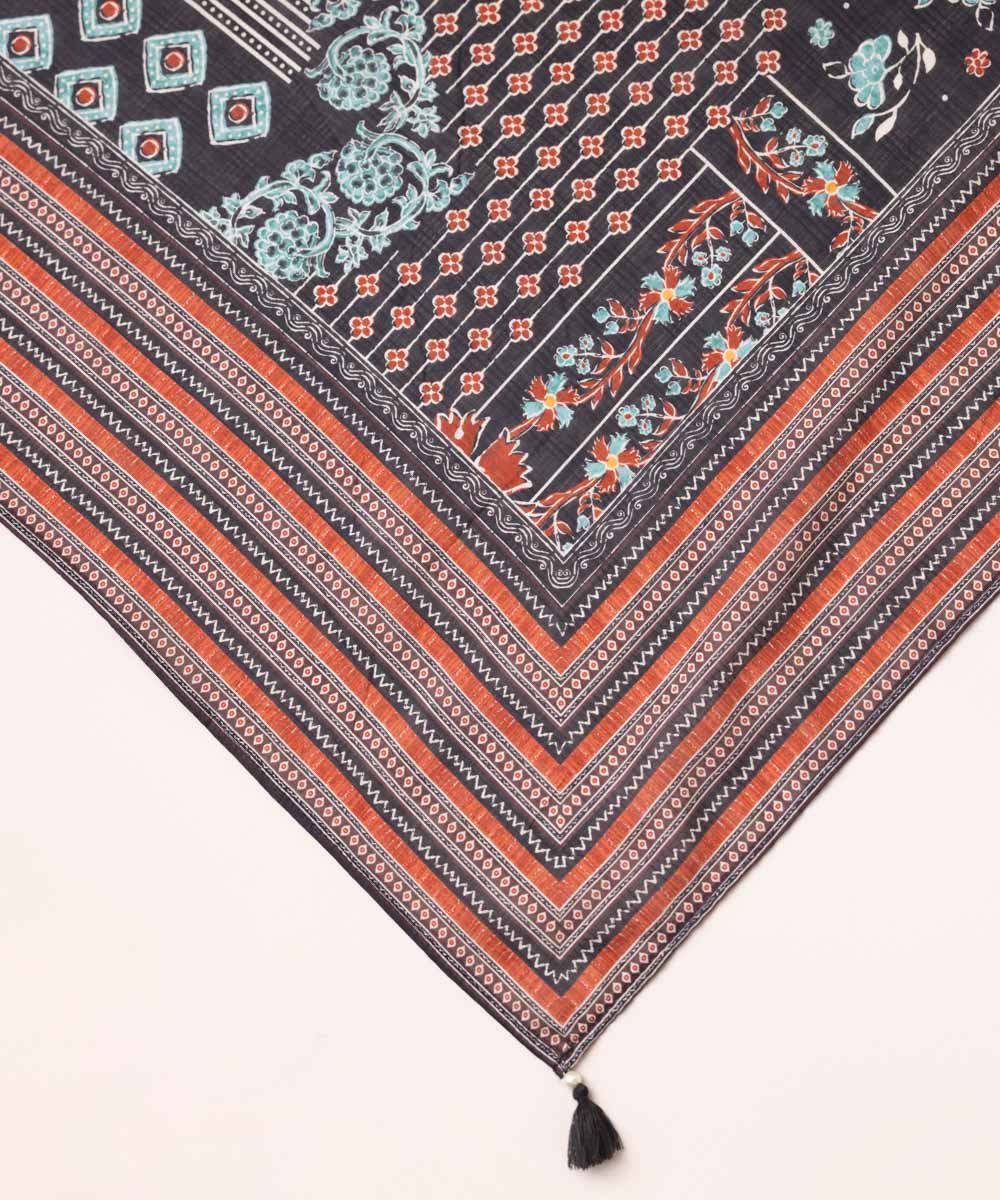 Textured Voile Multi Printed Dupatta