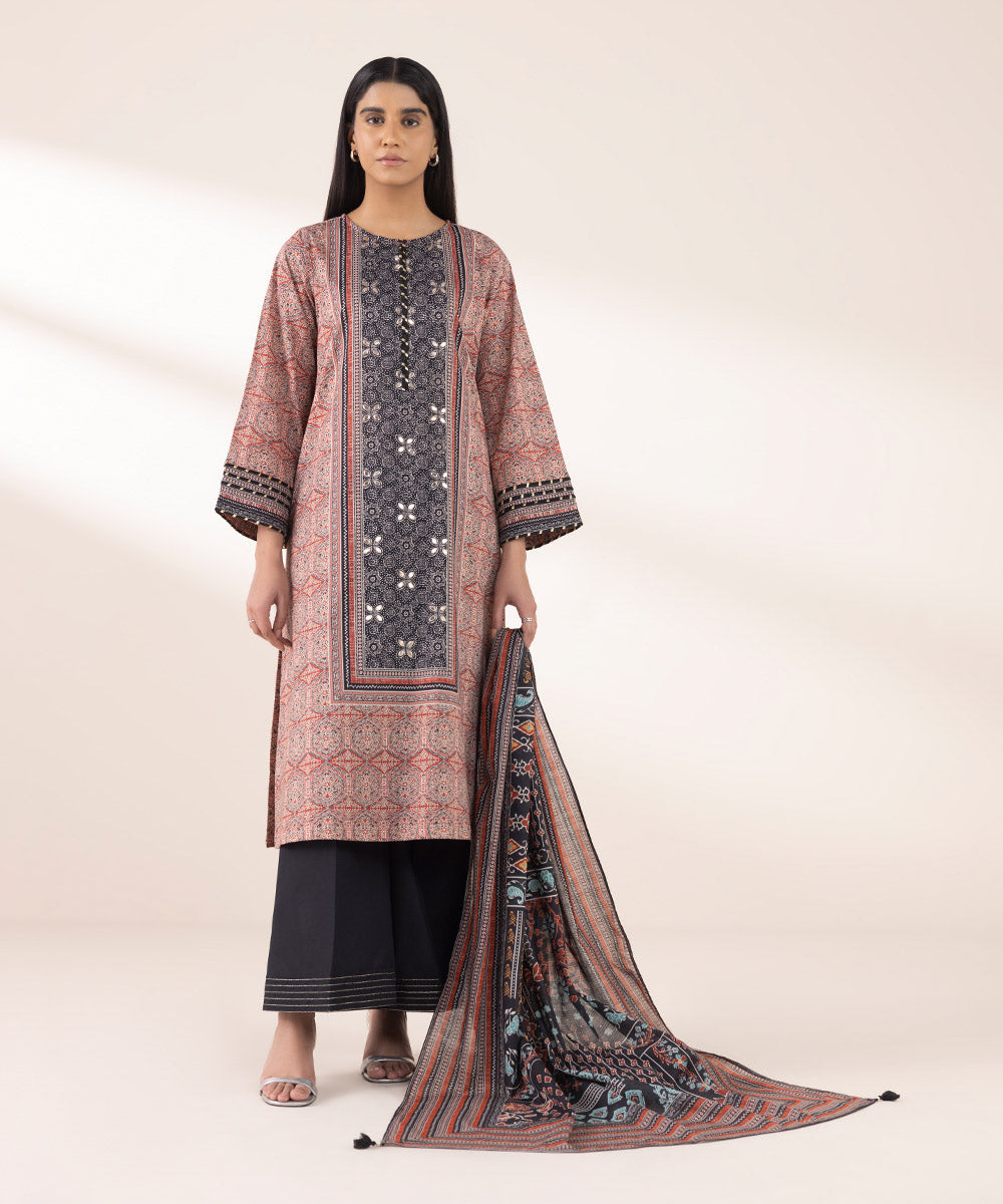 Textured Voile Multi Printed Dupatta