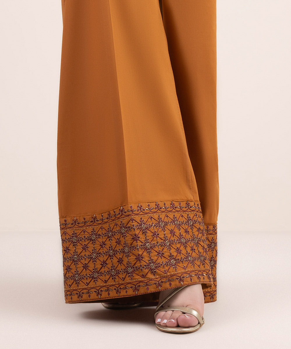 Women's Pret Cambric Orange Embroidered Culottes