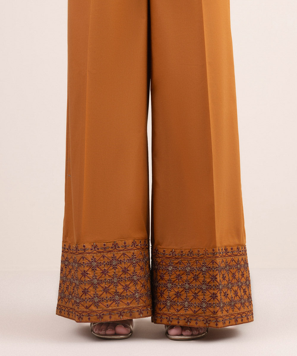 Women's Pret Cambric Orange Embroidered Culottes