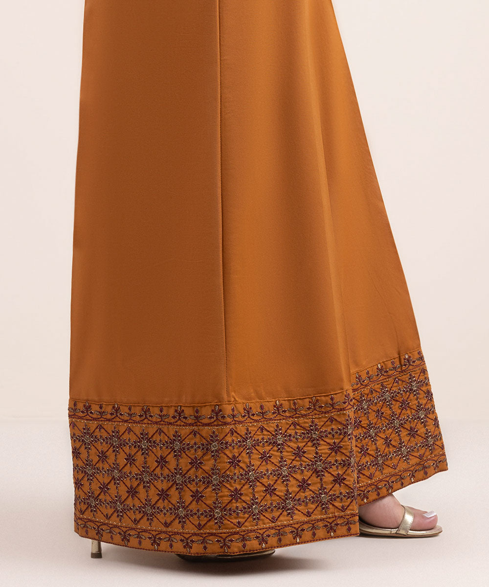 Women's Pret Cambric Orange Embroidered Culottes