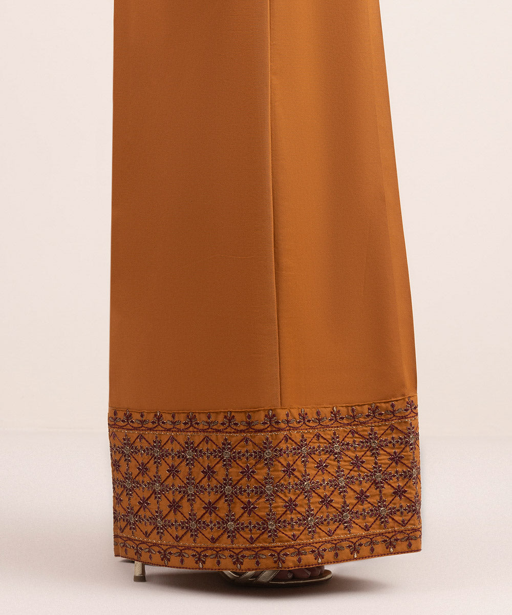 Women's Pret Cambric Orange Embroidered Culottes