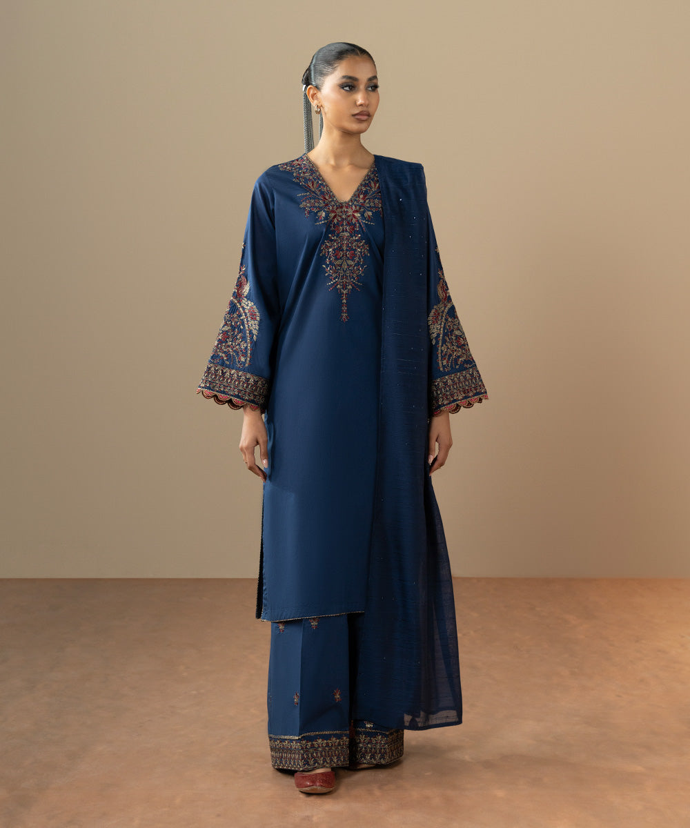 Fancy Manaar Blue Solid Dupatta