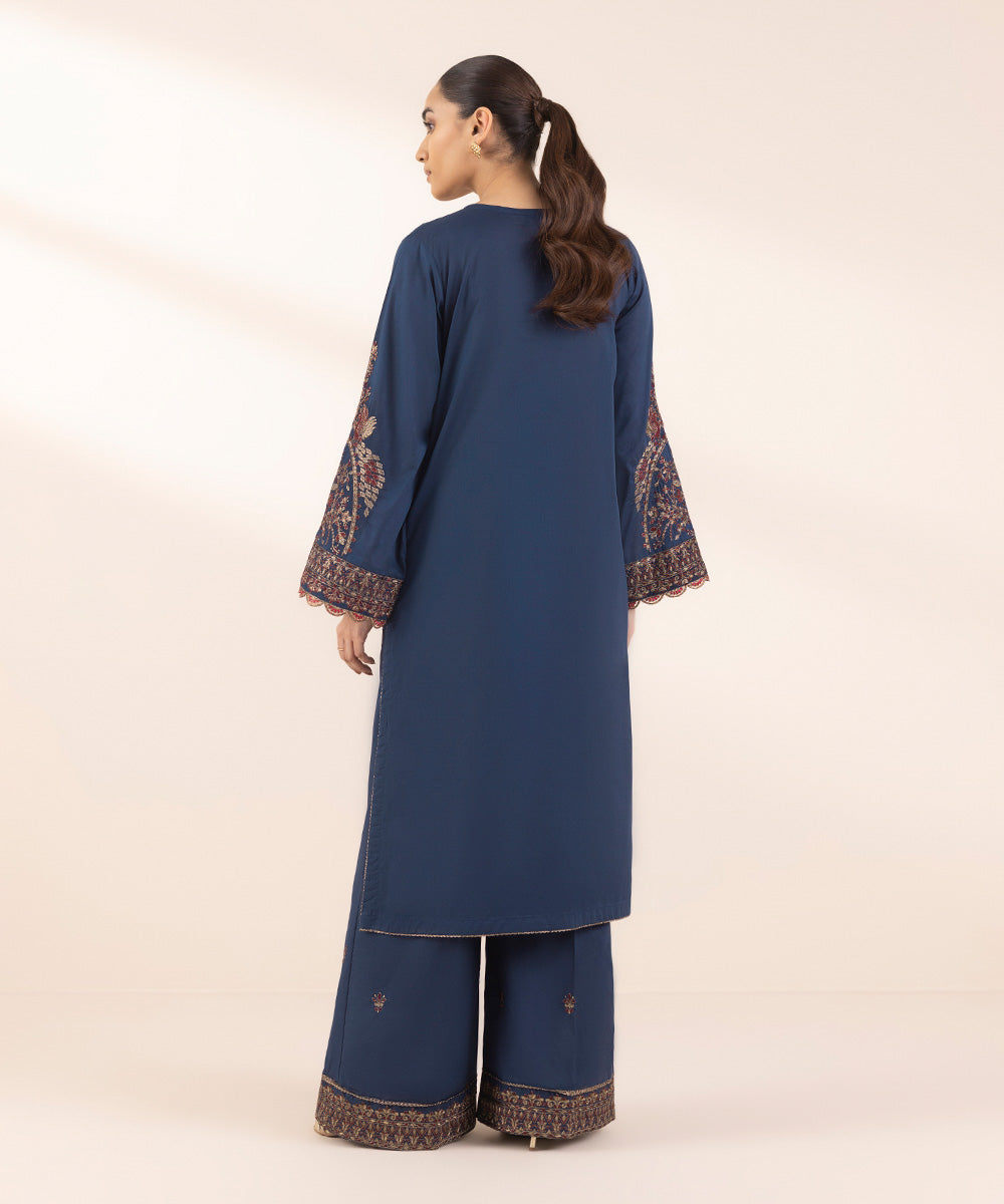 Women's Pret Lawn Embroidered Blue A-Line Shirt