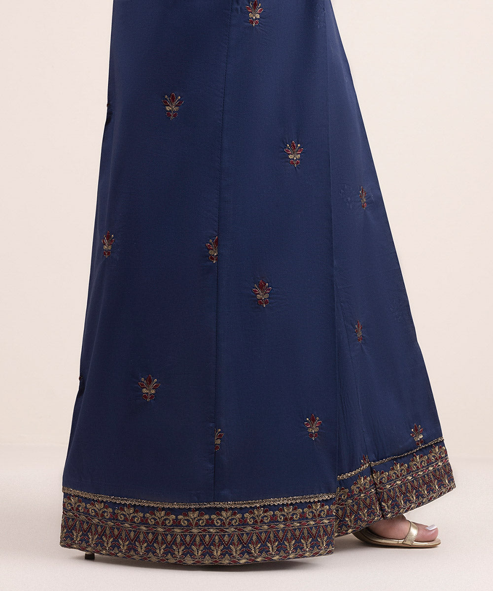 Women's Pret Cambric Blue Embroidered Culottes