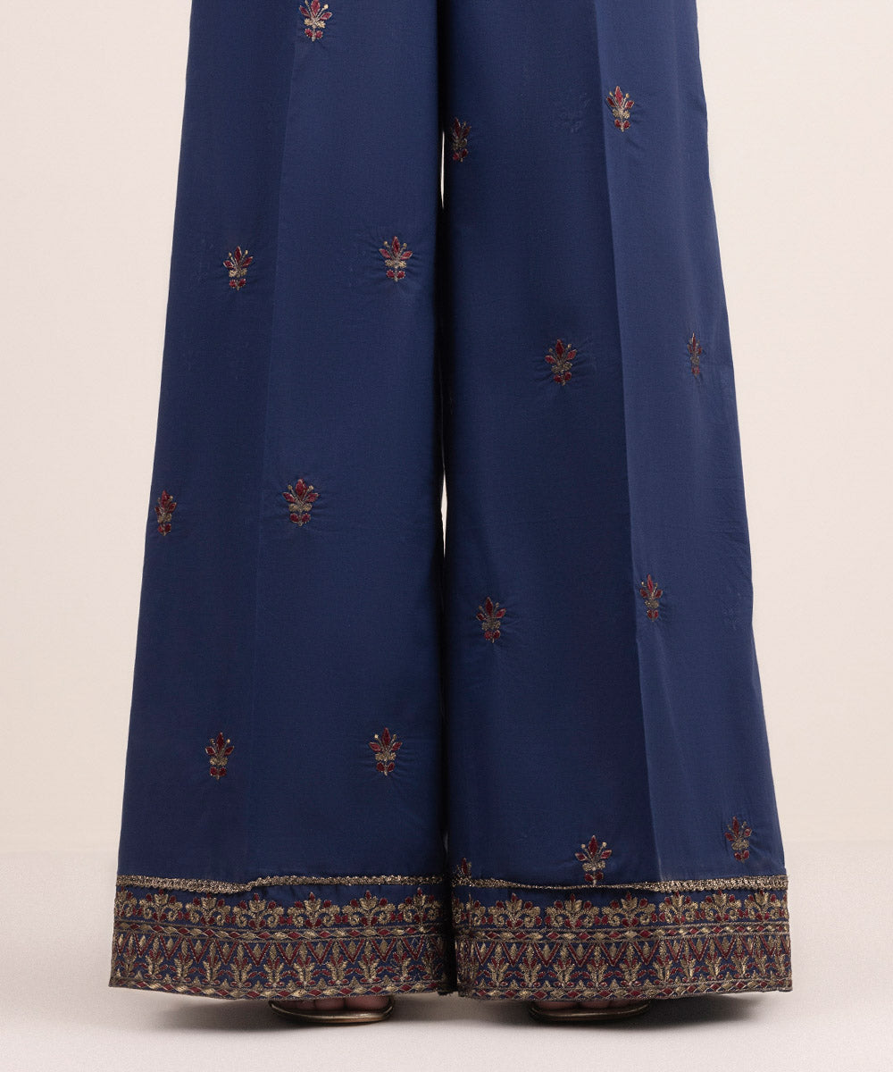 Women's Pret Cambric Blue Embroidered Culottes