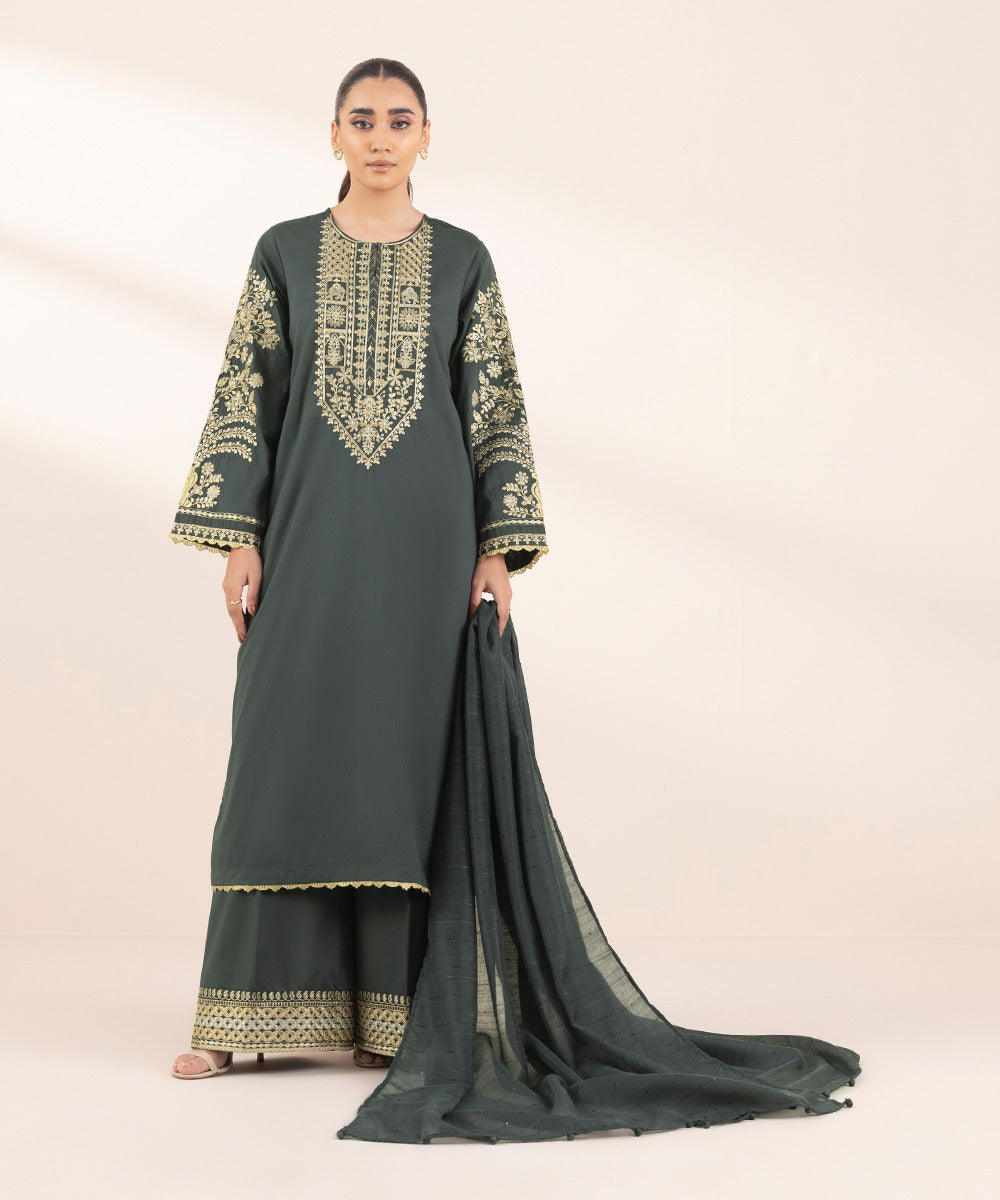 Fancy Manaar Green Solid Dupatta