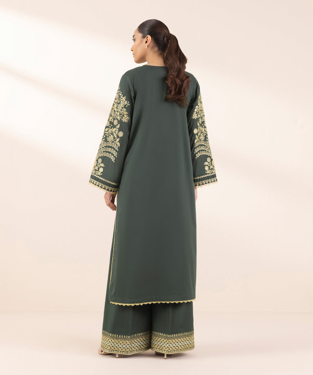 Women's Pret Lawn Embroidered Green A-Line Shirt