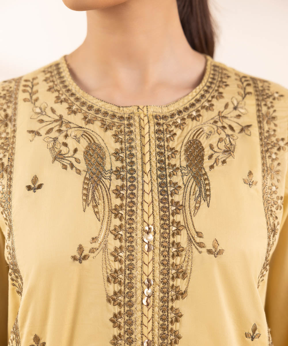 Women's Pret Lawn Embroidered Yellow A-Line Shirt