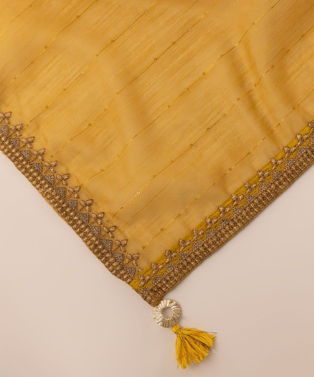 Manaar Yellow Embroidered Dupatta