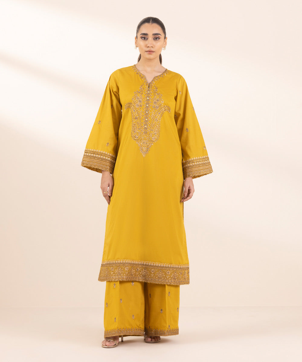 Women's Pret Lawn Embroidered Yellow A-Line Shirt