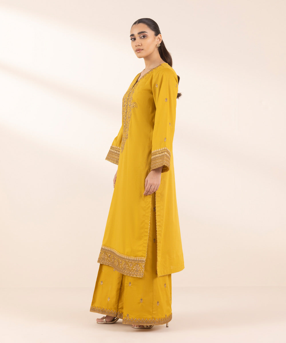 Women's Pret Lawn Embroidered Yellow A-Line Shirt