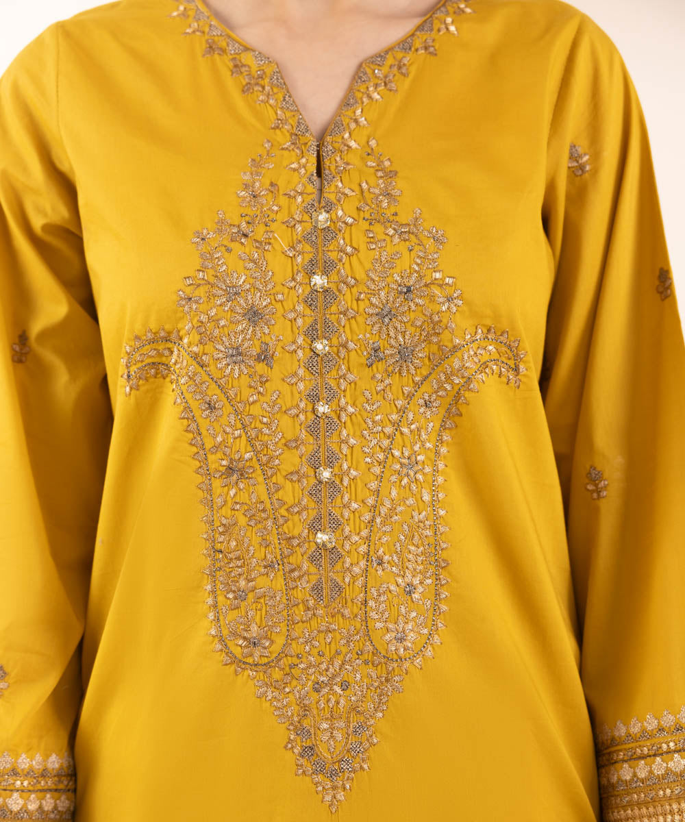 Women's Pret Lawn Embroidered Yellow A-Line Shirt