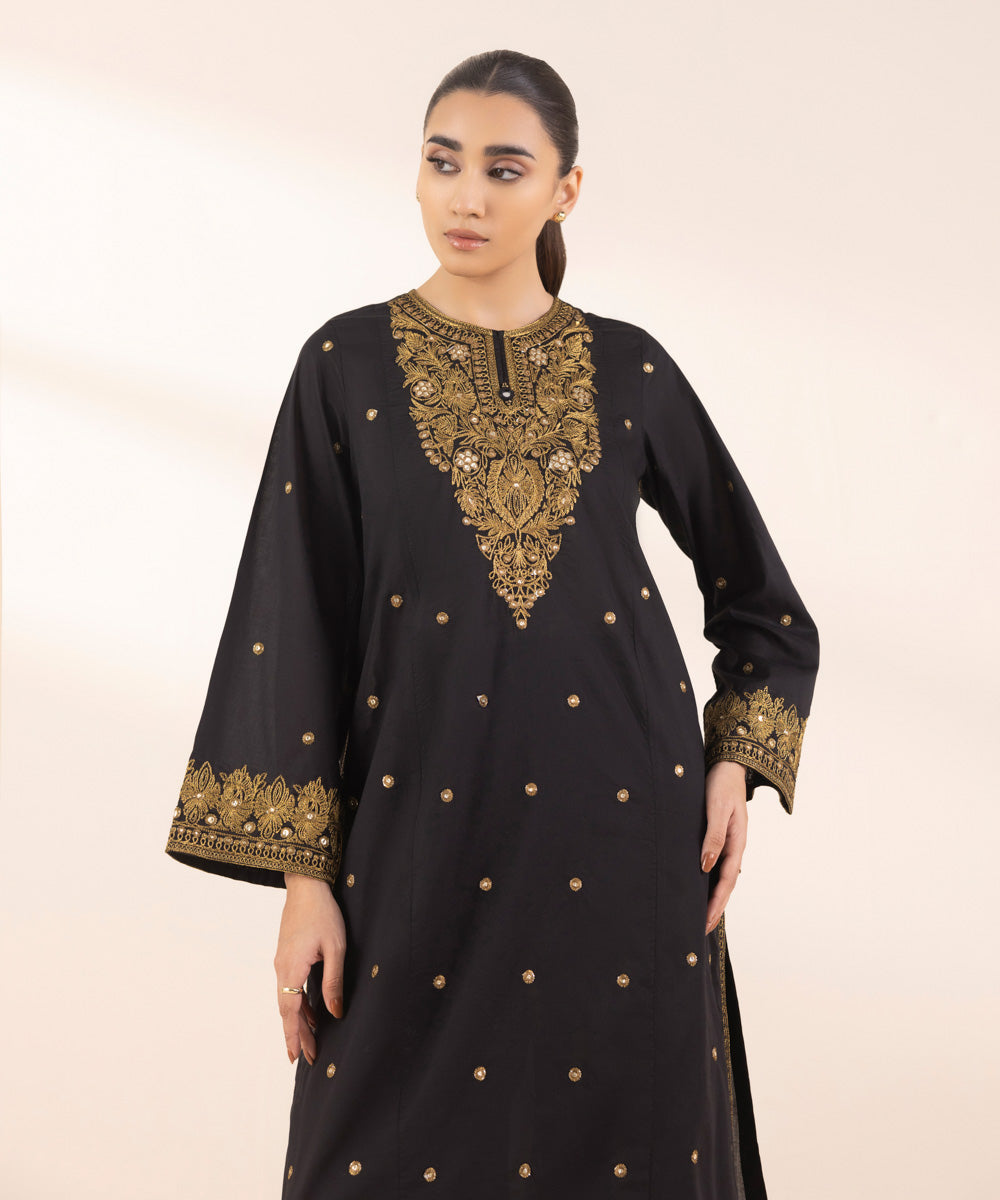 Women's Pret Lawn Embroidered Black A-Line Shirt