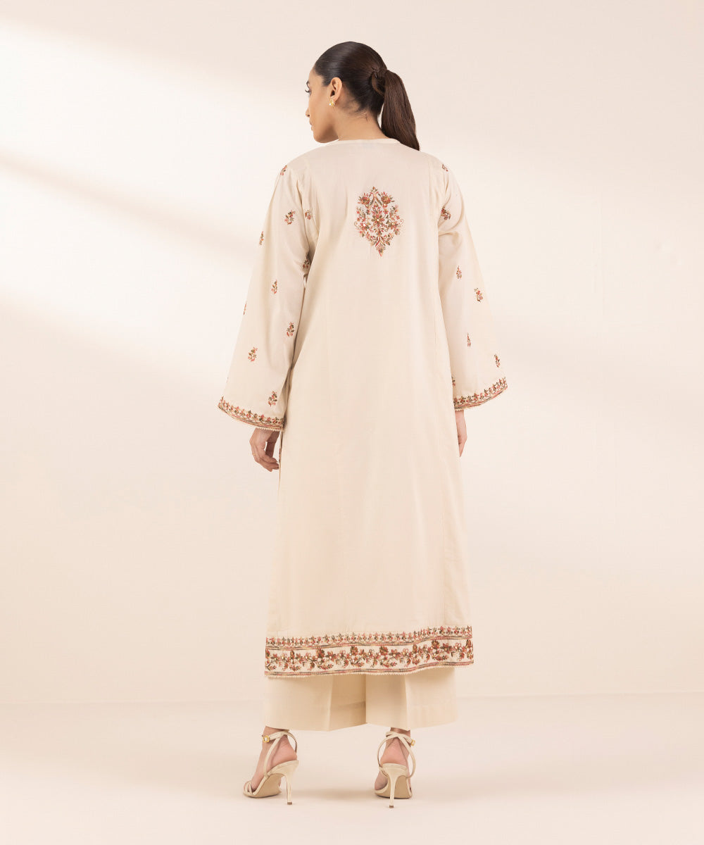 Women's Pret Lawn Embroidered Off White Boxy Shirt