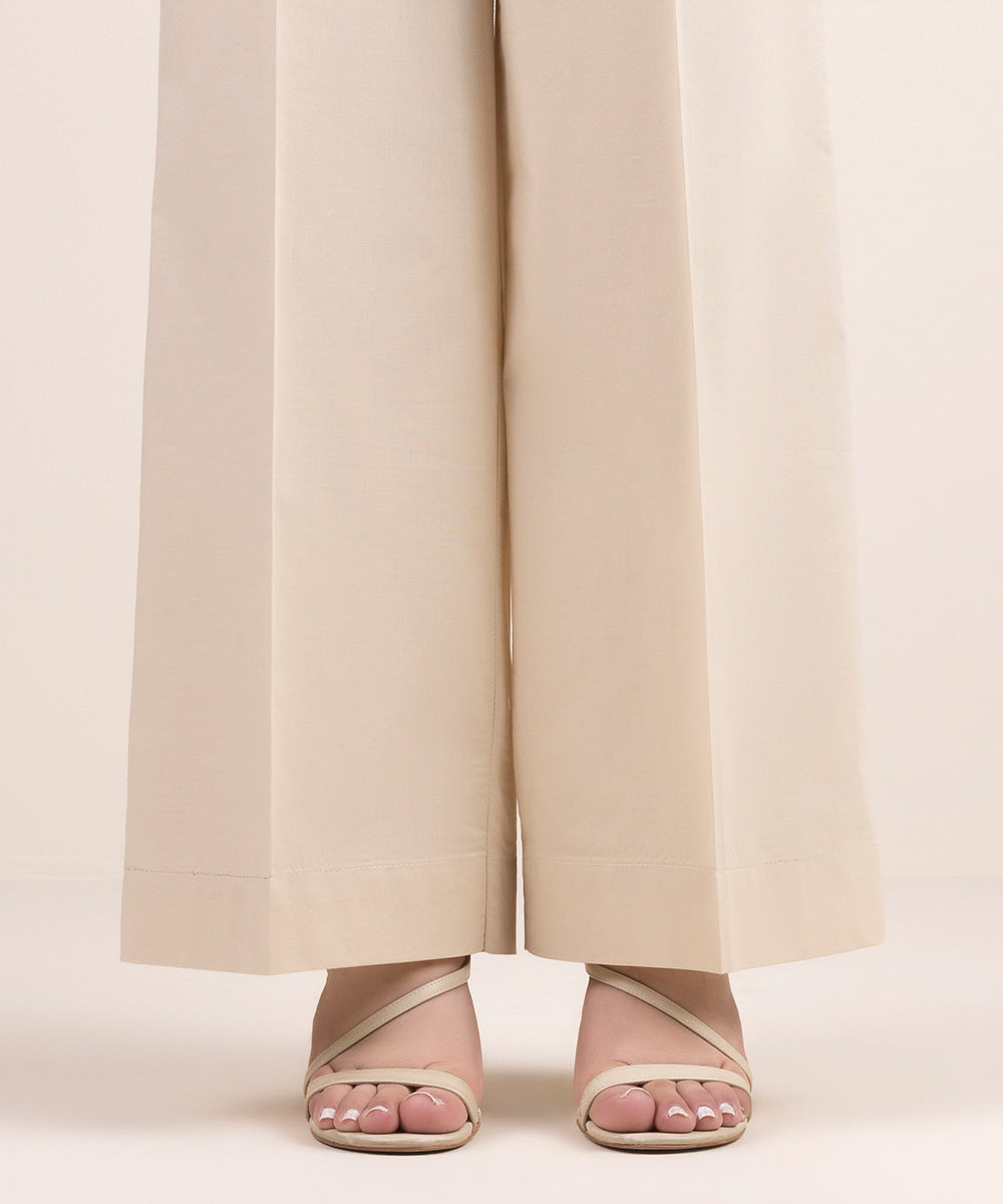 Women's Pret Cambric Beige Solid Culottes