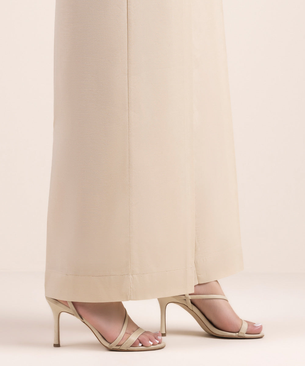 Women's Pret Cambric Beige Solid Culottes