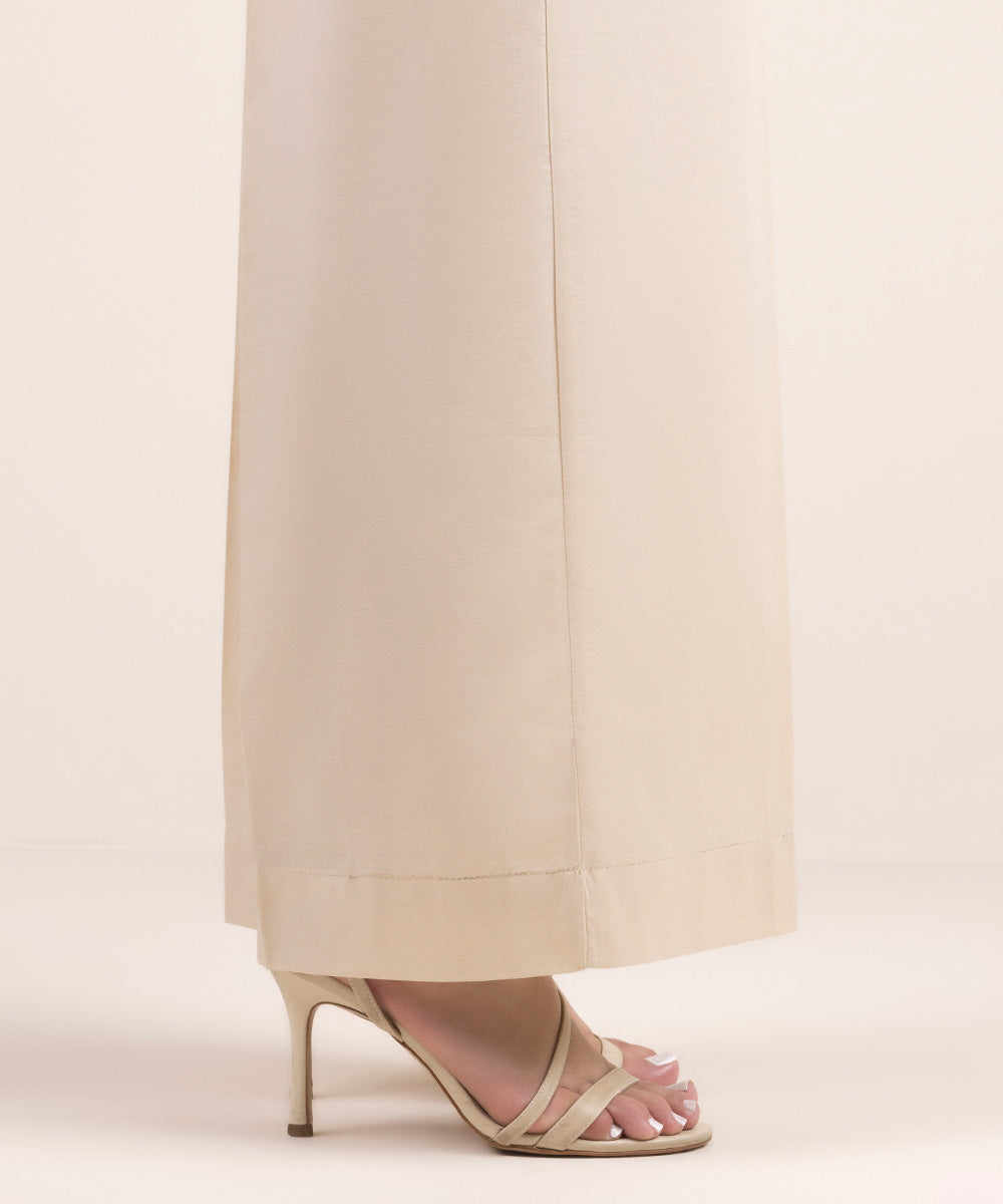 Women's Pret Cambric Beige Solid Culottes